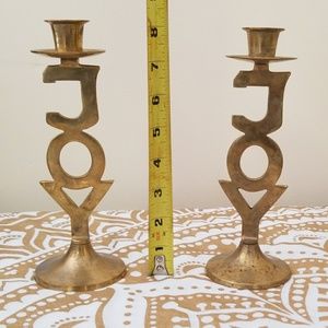 Christmas "joy" candlestick set
